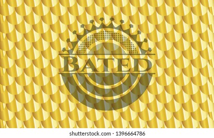 Bated gold badge. Scales pattern. Vector Illustration. Detailed.