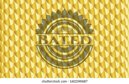 Bated gold badge. Scales pattern. Vector Illustration. Detailed.