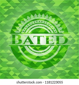 Bated green emblem with mosaic background