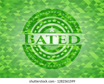 Bated green emblem with mosaic background