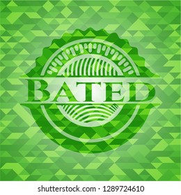 Bated green emblem. Mosaic background