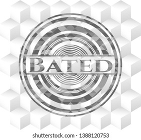 Bated grey emblem. Retro with geometric cube white background