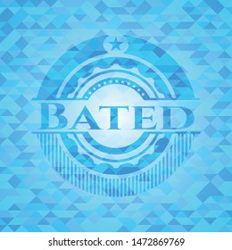 Bated light blue emblem. Mosaic background