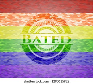 Bated on mosaic background with the colors of the LGBT flag