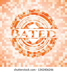 Bated orange mosaic emblem with background