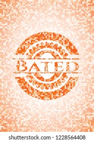 Bated orange tile background illustration. Square geometric mosaic seamless pattern with emblem inside.