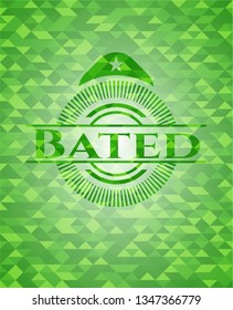 Bated realistic green emblem. Mosaic background