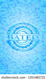 Bated realistic light blue emblem. Mosaic background