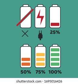 Baterry chargers set icons vector illustration