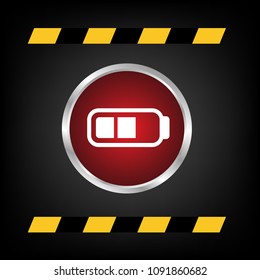 batery icon and glossy metal button. Web button for websites