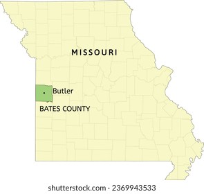 Bates County and City of Butler Location on Missouri State Map