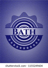 Bath badge with denim background