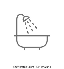 Bath, bathroom, bathtub, shower line icon. Isolated on white background