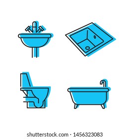 Bath and Bathroom Blue Icons