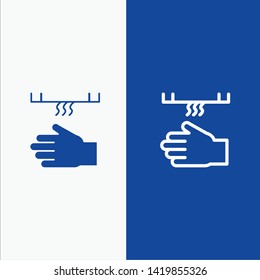 Bath, Bathroom, Cleaning, Dryer, Hand Line and Glyph Solid icon Blue banner Line and Glyph Solid icon Blue banner