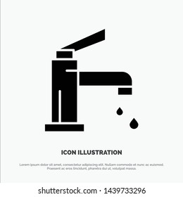 Bath, Bathroom, Cleaning, Faucet, Shower solid Glyph Icon vector