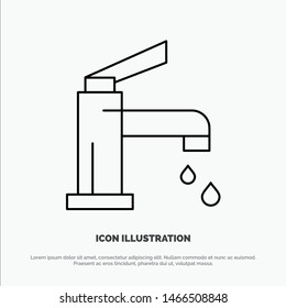 Bath, Bathroom, Cleaning, Faucet, Shower Line Icon Vector. Vector Icon Template background