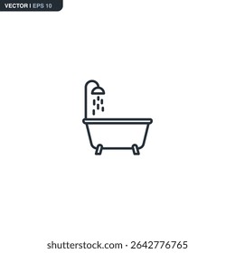 Bath, bathroom, linear style sign for mobile concept and web design. Symbol, logo illustration. Pixel perfect vector graphics