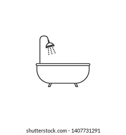 Bath, bathroom, shower icon. Vector illustration, flat design.