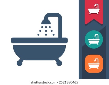 Bañera, bañera, bañera, icono de la ducha. Profesional, ícono de píxel perfecto. Formato EPS 10.