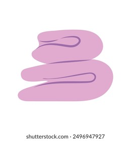 Bath, beach towel folded in a stack. Vector illustration of textiles for bathroom, kitchen, hand drawn icon