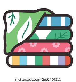 Bath and beach towels vector cartoon illustration isolated on a white background.