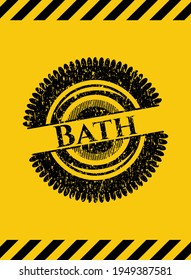 Emblema negro de borrón en el interior del signo de advertencia amarillo. Ilustración vectorial. Detallado. 