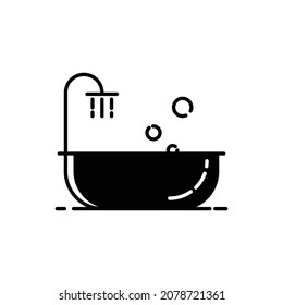 Bath with a black shower on a white background.