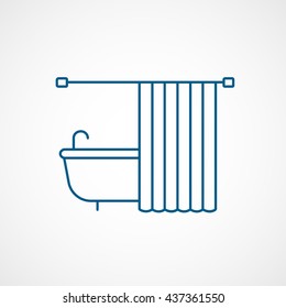 Bath Blue Line Icon On White Background