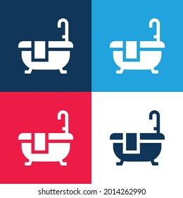 Bath blue und red vier color minimal icon set