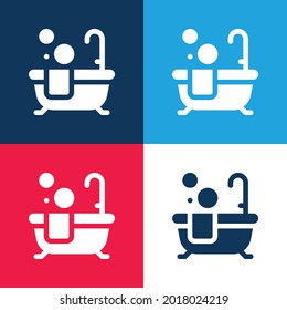 Bath blue und red vier color minimal icon set