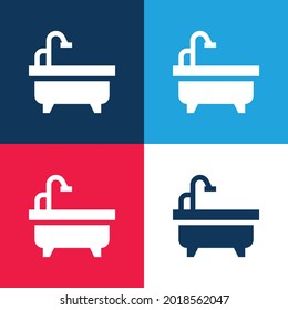 Bath blue and red four color minimal icon set
