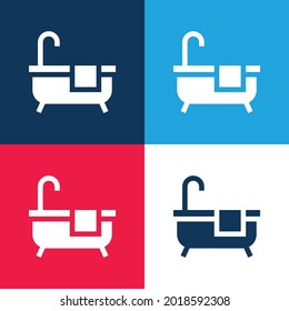 Bath blue and red four color minimal icon set