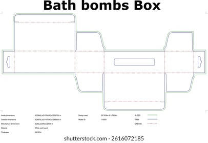 Bath bomb box die cut template packaging design blueprint for cardboard gift box layout