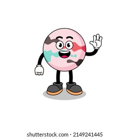 bath bomb cartoon doing wave hand gesture , character design
