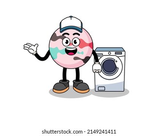ilustración de bomba de baño como hombre de lavandería, diseño de carácter