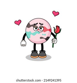 mascota de la bomba de baño enamorada, diseño de carácter