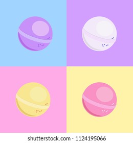 Bath bombs colors set pop art style vector