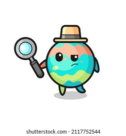 el personaje detective de las bombas de baño está analizando un caso, diseño de estilo lindo para camiseta, pegatina, elemento logo