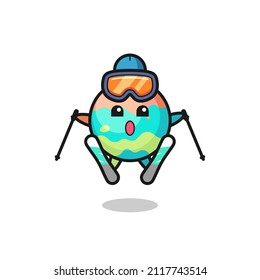 bath bombs mascot character as a ski player , cute style design for t shirt, sticker, logo element