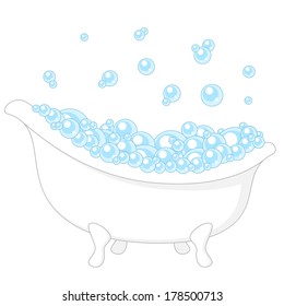 Bath With Bubbles Isolated On White. Vector Illustration