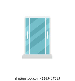 Bath cabin icon flat vector. Glass stall. Home interior isolated