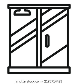 Bath Cabin Icon Outline Vector. Glass Stall. Home Interior