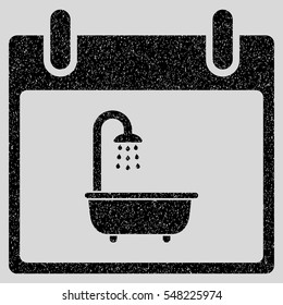 Bath Calendar Day grainy textured icon for overlay watermark stamps. Flat symbol with scratched texture. Dotted vector black ink rubber seal stamp with grunge design on a light gray background.