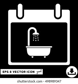 Bath Calendar Day icon. Vector EPS illustration style is flat iconic symbol, white color.