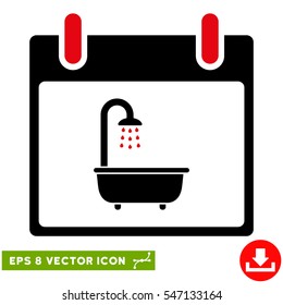 Bath Calendar Day icon. Vector EPS illustration style is flat iconic bicolor symbol, intensive red and black colors.