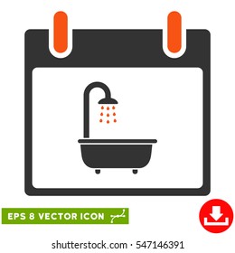 Bath Calendar Day icon. Vector EPS illustration style is flat iconic bicolor symbol, orange and gray colors.