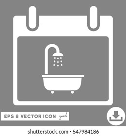 Bath Calendar Day icon. Vector EPS illustration style is flat iconic symbol, white color.