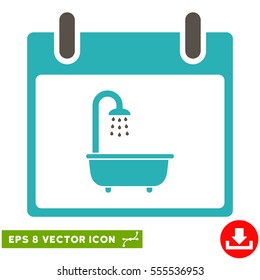 Bath Calendar Day icon. Vector EPS illustration style is flat iconic bicolor symbol, grey and cyan colors.