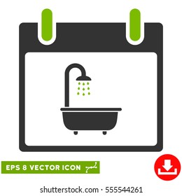 Bath Calendar Day icon. Vector EPS illustration style is flat iconic bicolor symbol, eco green and gray colors.